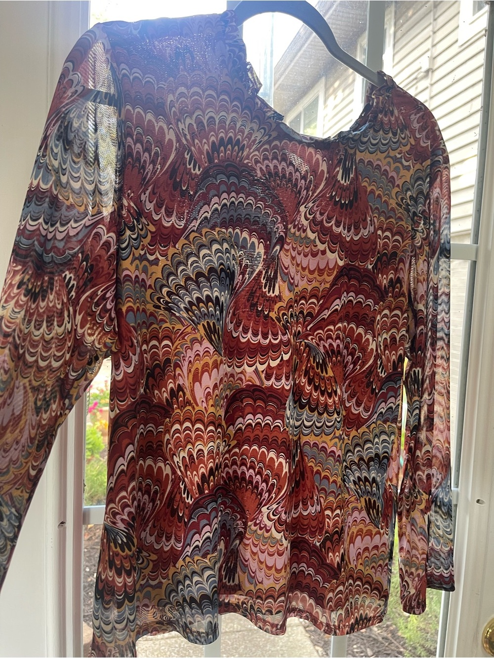 Women’s Mesh Paisley Long Sleeve Top XL
